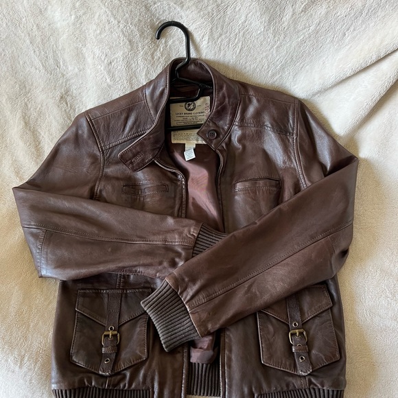 COPY - Lucky Brand sz L Bomber style leather jacket - Picture 2 of 3